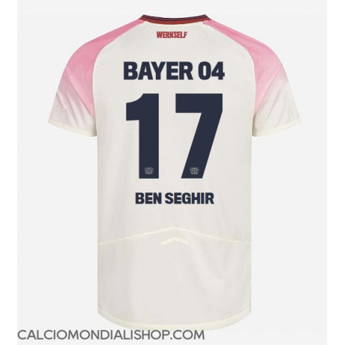 Maglie da calcio Bayer Leverkusen Eliesse Ben Seghir #17 Seconda Maglia 2025-26 Manica Corta Maglie da calcio Bayer Leverkusen Eliesse Ben Seghir #17 Seconda Maglia 2025-26 Manica Corta